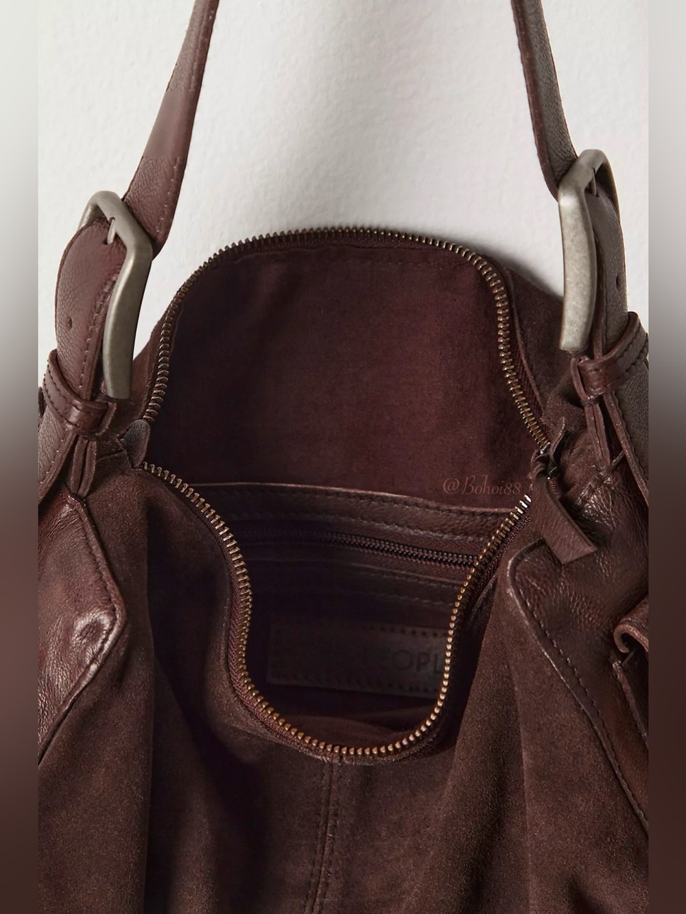 NWT Free People Boxy Shoulder Bag Leather Suede - Picture 5 of 13